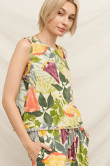 Tropical Fruit Print Sleeveless Top