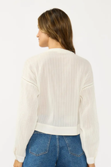 Off White Lace-Up Front Lace Trim Top
