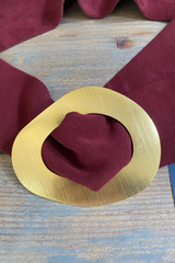 Burgundy Suede Wide Buckle Belt
