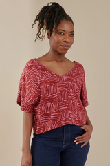 Riley Rose V-Neck Dolman Scribble Top