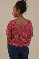 Riley Rose V-Neck Dolman Scribble Top