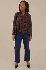 Carey Mocha Trapeze Scribble Shirt