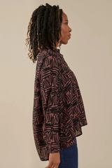Carey Mocha Trapeze Scribble Shirt
