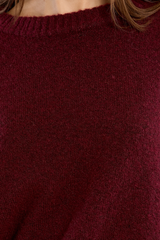 Dark Red 3/4 Sleeve Knit Top