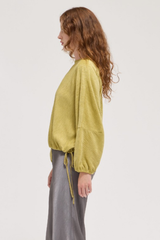 Green Olive Wrinkle Velvet Top