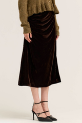 Dark Chocolate Ruched Side Slip Skirt