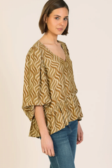 Mustard Print The Sway Stevie Blouse