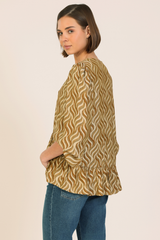 Mustard Print The Sway Stevie Blouse