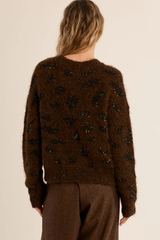 Chocolate Iridescent knit leopard sweater