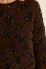 Chocolate Iridescent knit leopard sweater
