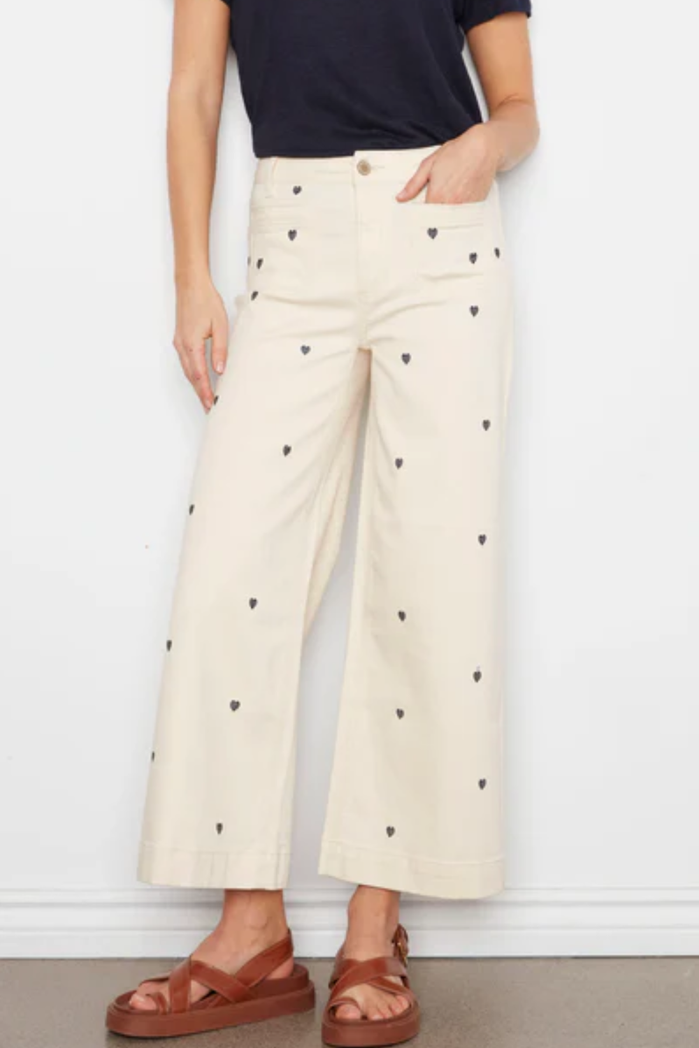 All over Embroidery Patch Flare Pants – April Blooms