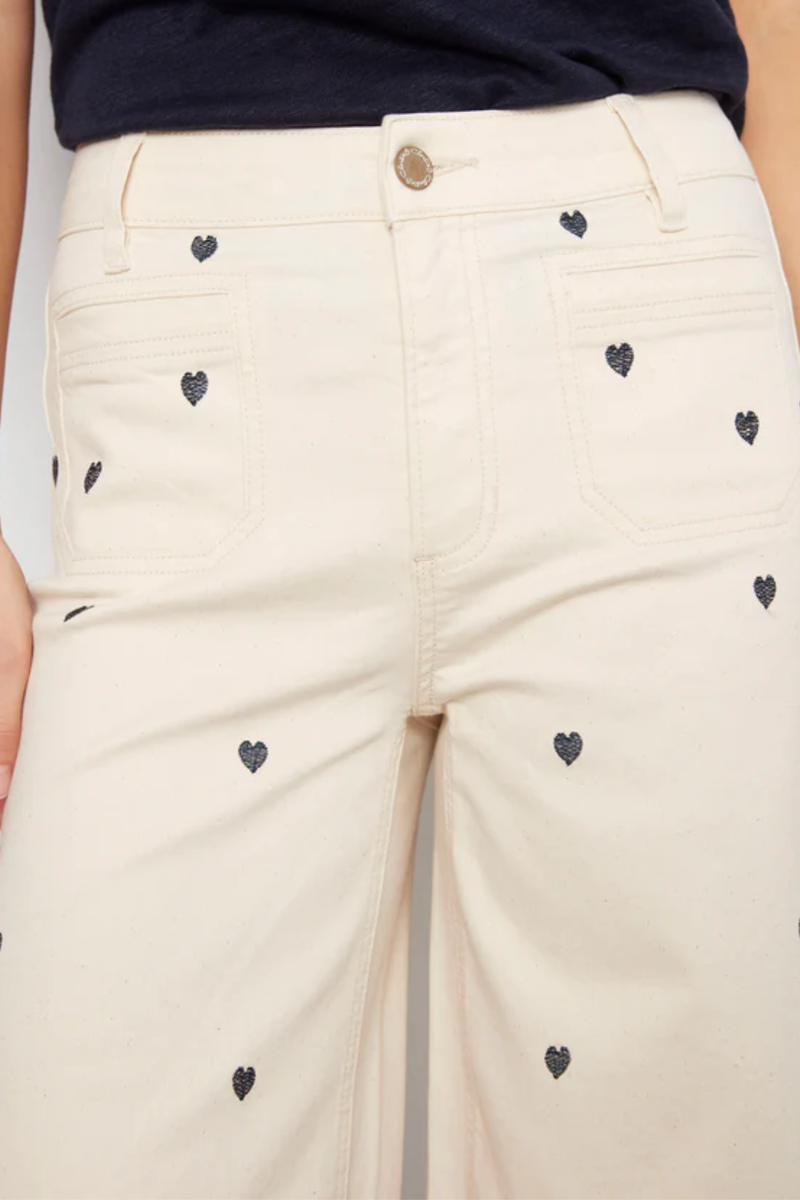 All over Embroidery Patch Flare Pants – April Blooms