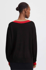 Black Loose V-Neck Morla Jumper Sweater