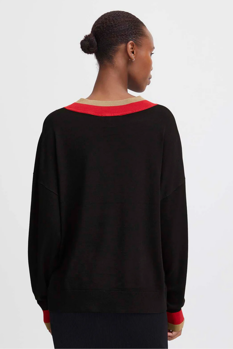 Black Loose V-Neck Morla Jumper Sweater