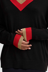 Black Loose V-Neck Morla Jumper Sweater
