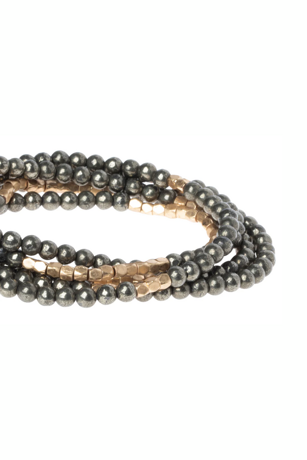 Pyrite/Gold - Stone of Positive Energy Stone Wrap Bracelet/Necklace