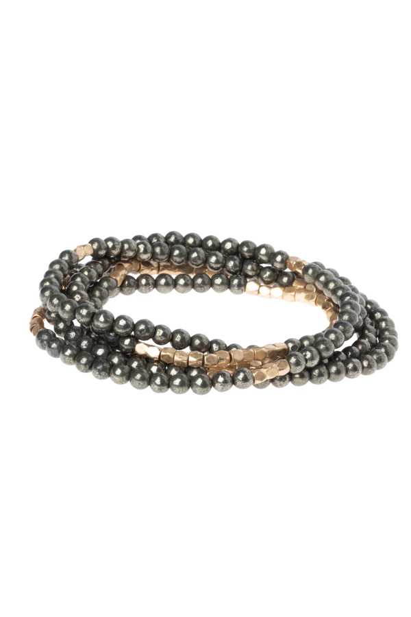 Pyrite/Gold - Stone of Positive Energy Stone Wrap Bracelet/Necklace