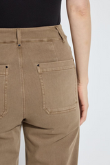 Khaki Erin Hi Waist Wide Leg Denim