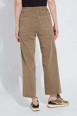 Khaki Erin Hi Waist Wide Leg Denim