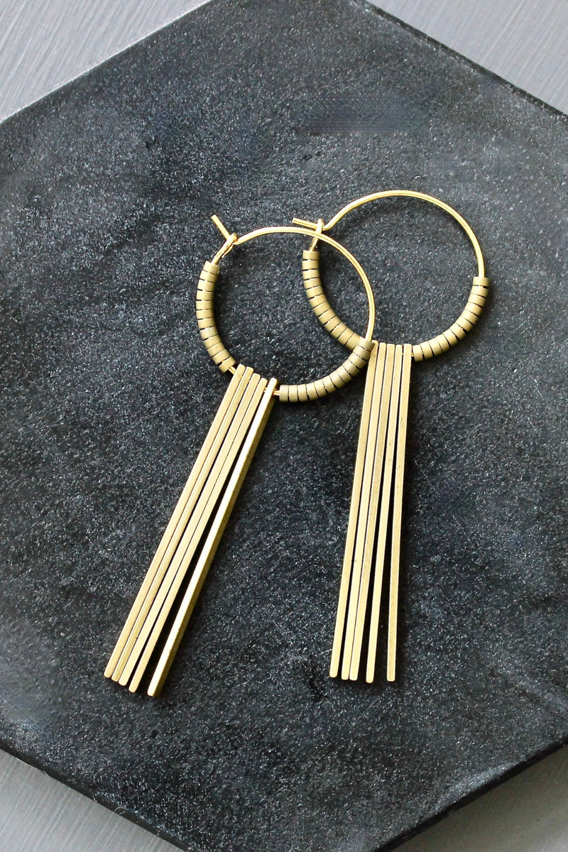 Brass Geometric Hoop Earrings