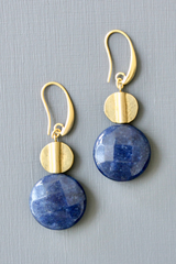 Navy and Brass Dangle Earrings