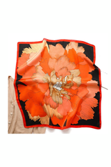 Orange Floral Square Scarf