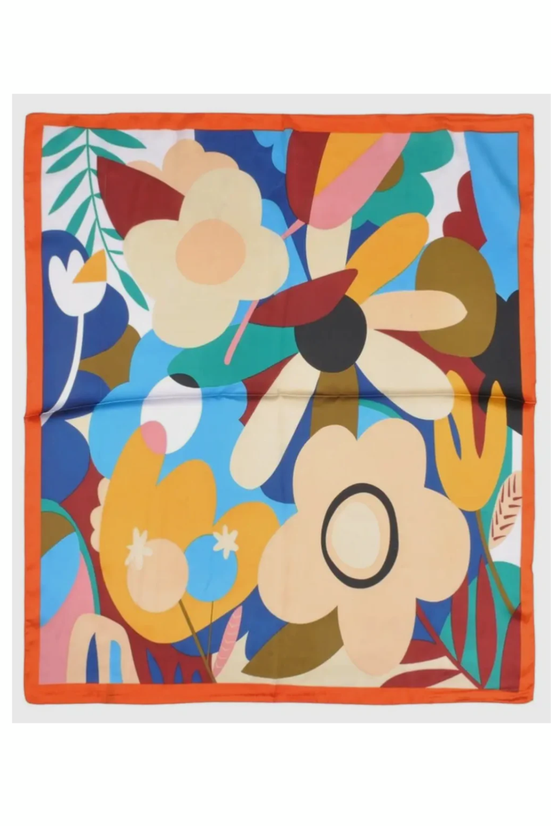 Multi Color Floral Square Neck Scarf