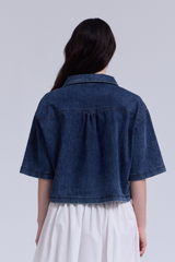 Vintage Blue Cropped Denim Top