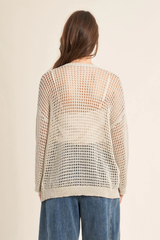 Silver Knit Long Sleeve Cardigan