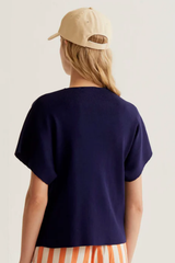 Navy Button Front Short Sleeve Cardigan