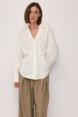 White Ellie Top Sculptural Cotton Top