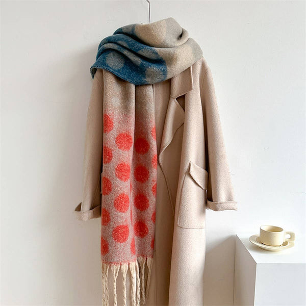 Retro Polka Dot Wool-Like Thick Scarf Shawl