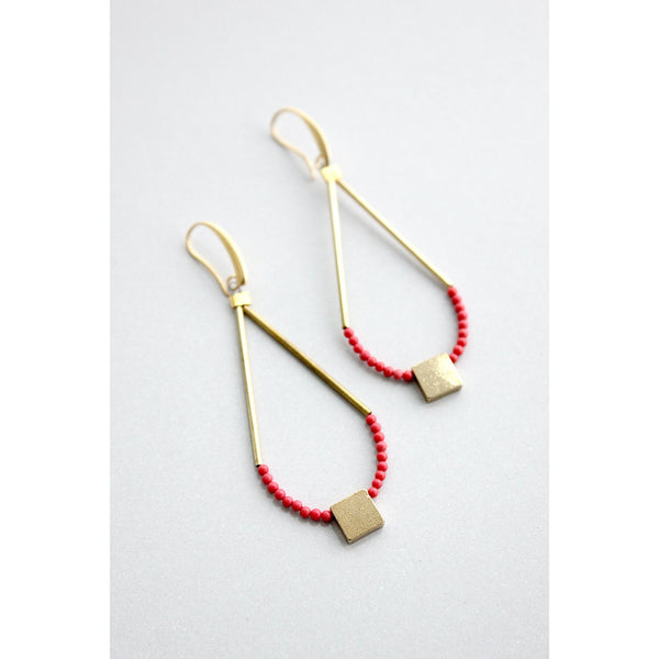 Red and Brass Earrings