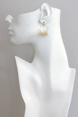 Mini matte cream colored hoop earrings
