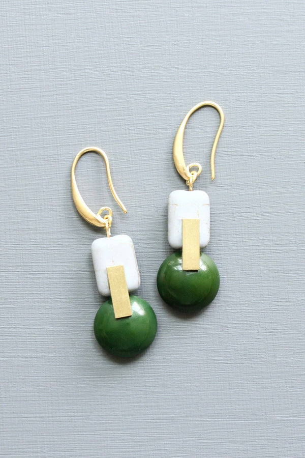 Hunter Green and Gray Earrings