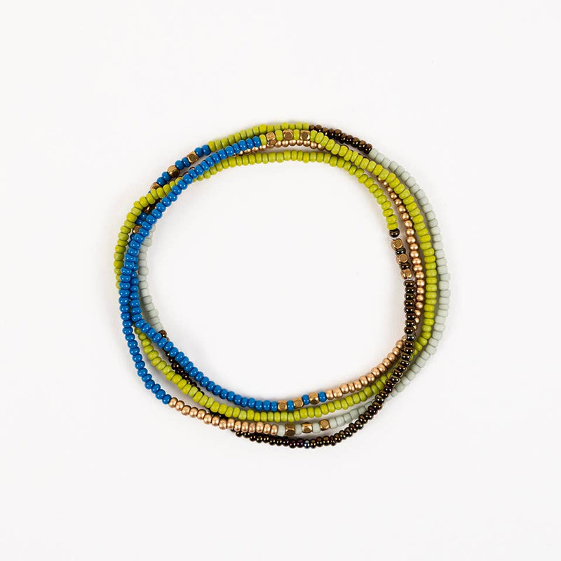 Beaded Stretch Necklace /Wrap Bracelet: Jungle Green