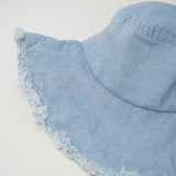 Blue Keanu Heavy Cotton Twill Raw Edge Bucket Hat