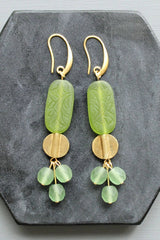 Lime Green and Seafoam Cluster Earrings