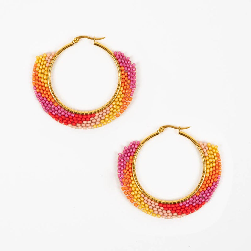 Swirl Hoop Earrings: Fuschia Flame