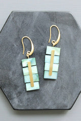 Green Shell Geometric Earrings