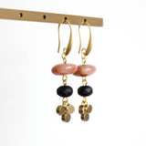 Carnelian Disc and Brass Earrings