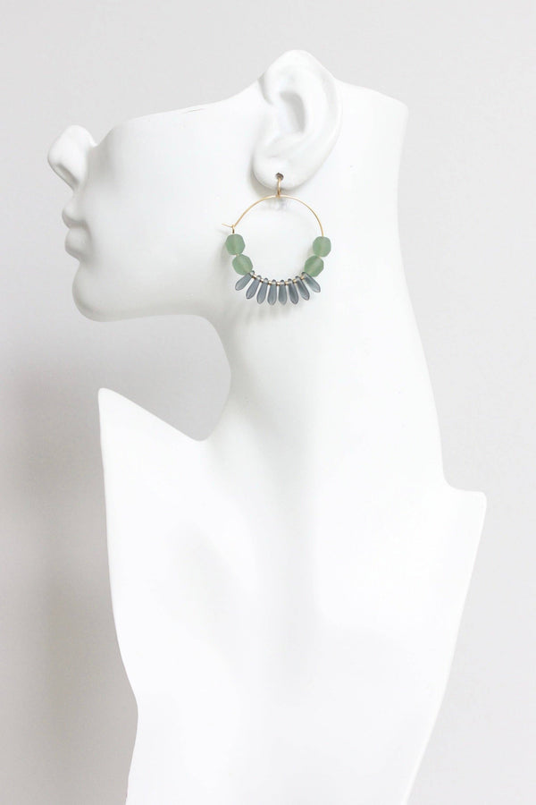 Seafoam and Blue Montana Hoop Earrings