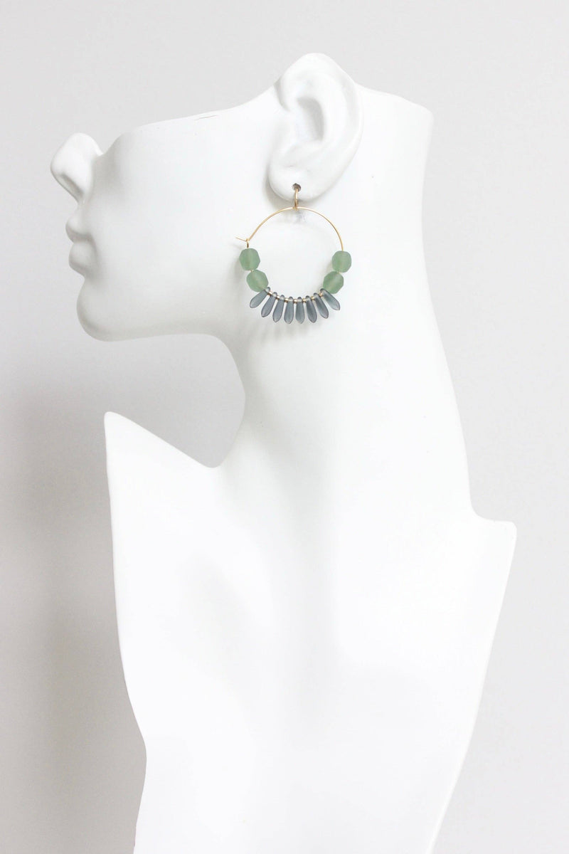 Seafoam and Blue Montana Hoop Earrings