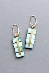 Green Shell Geometric Earrings