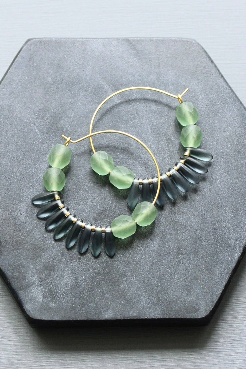 Seafoam and Blue Montana Hoop Earrings
