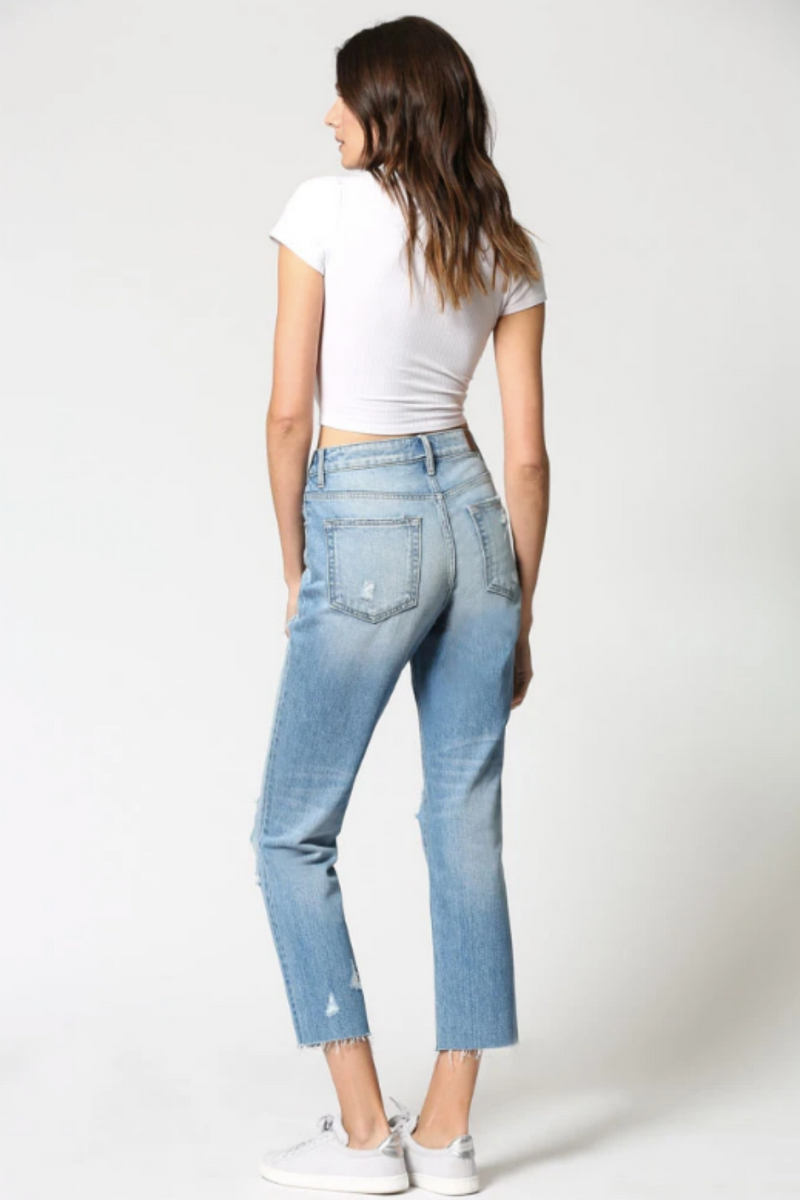 High Rise Straight Crop Denim Jeans
