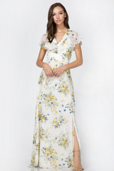 Yellow & Blue Liana Ruffle Maxi Dress