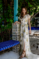 Yellow & Blue Liana Ruffle Maxi Dress