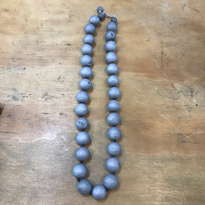 Grey Druzy Semi Precious Necklace