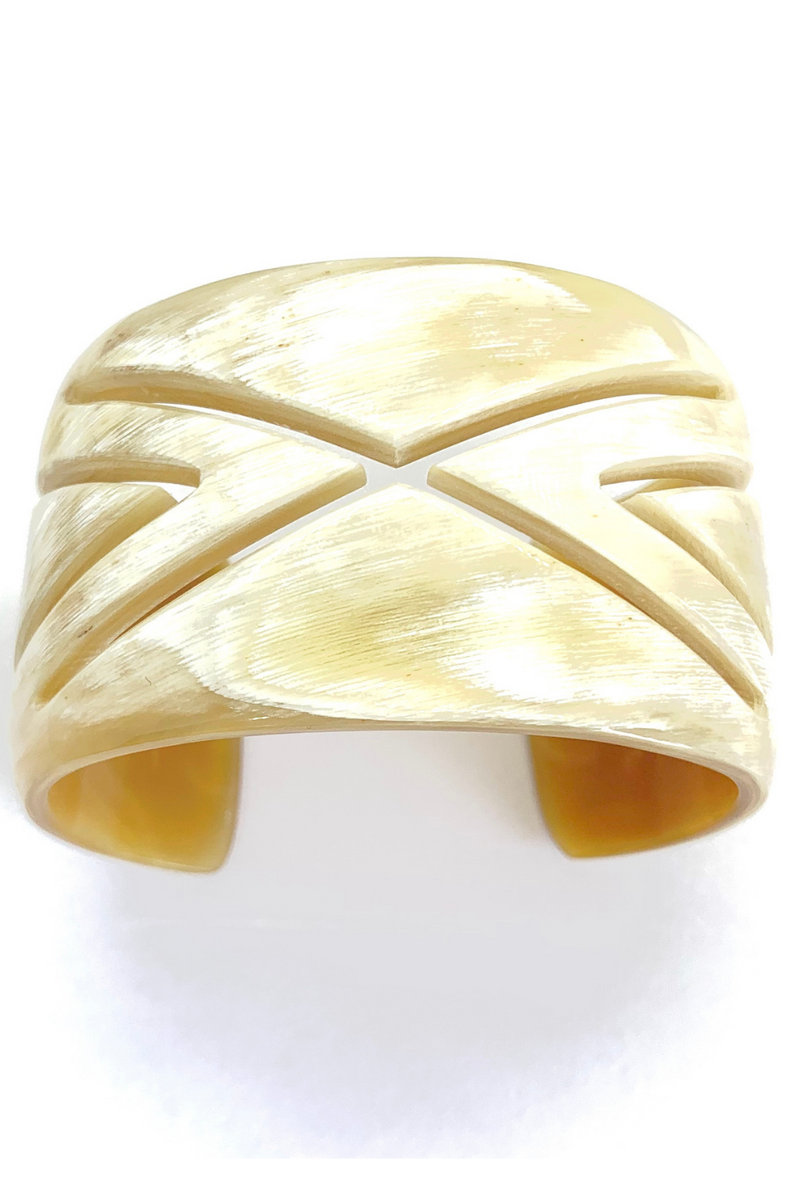 Horn Carved X Cuff